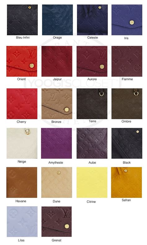 louis vuitton colors|louis vuitton color chart.